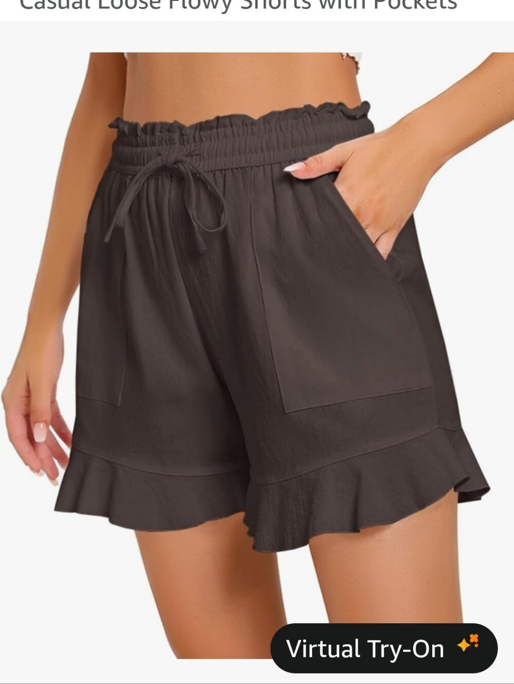 Woman's Linen Cotton Pull-On Shorts – Brown/Taupe – XL